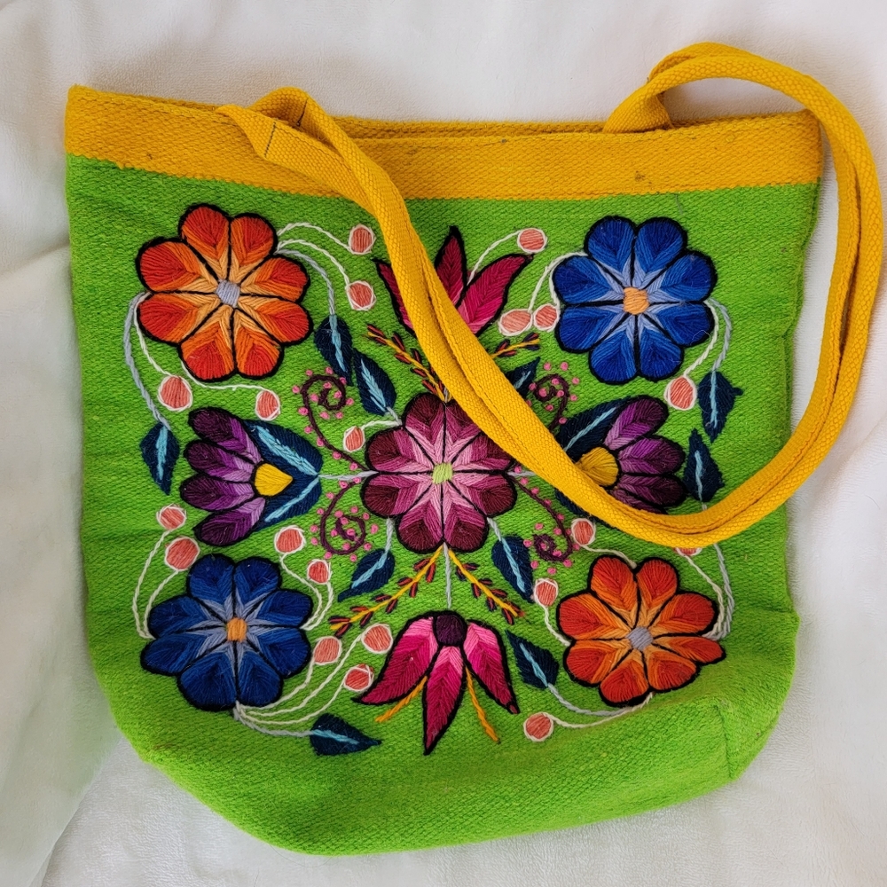 Embroidered wool bag